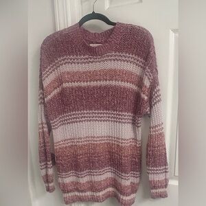American Eagle Outfitters Striped Crewneck Sweater in Rose and Cream